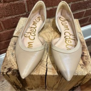SAM EDELMAN Roxane Nude Genuine Leather Flats - 7.5/8